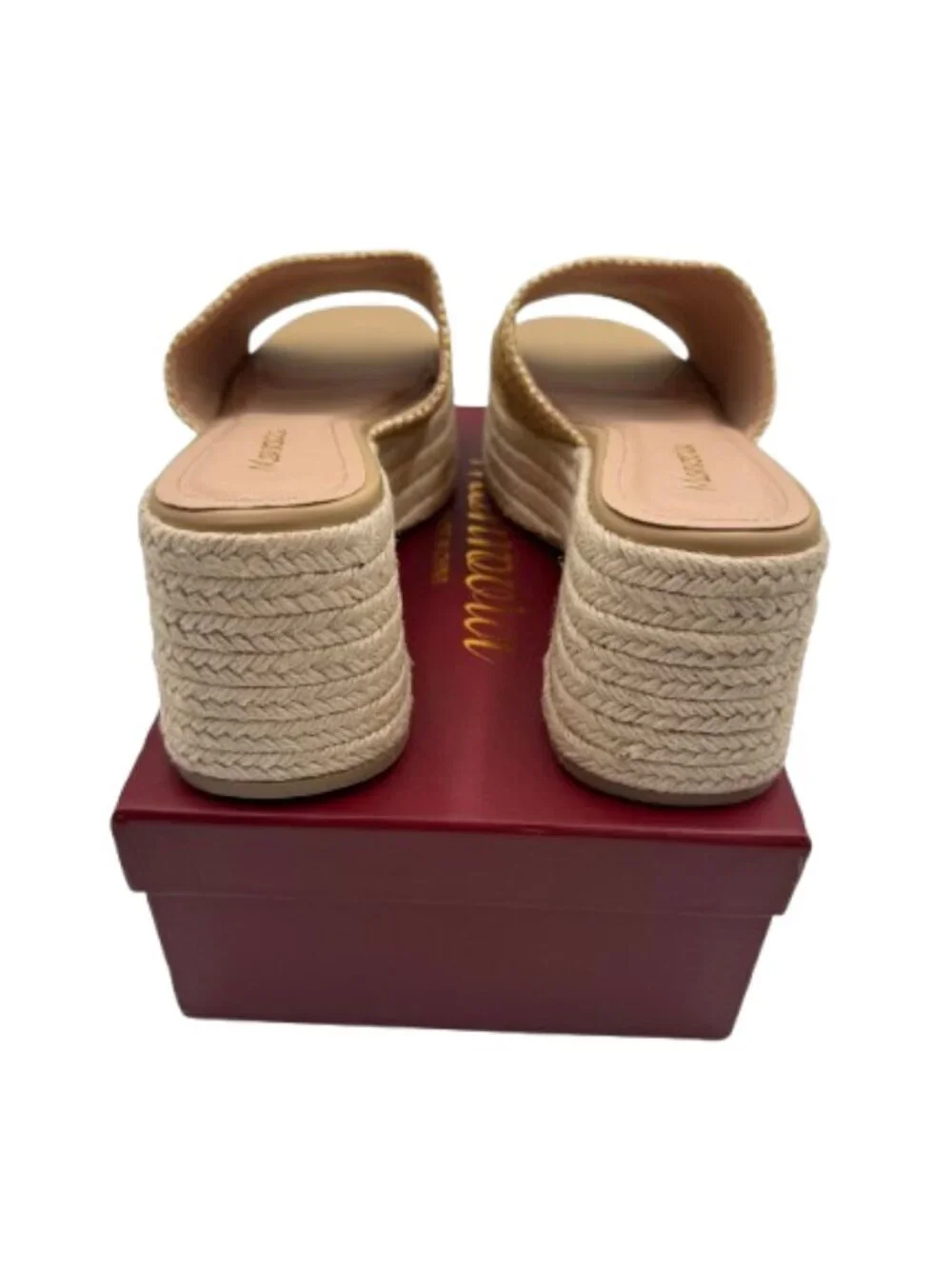 Monrovia Women's Bohemian by Espadrilles Apricot Platform Sandals Size 8